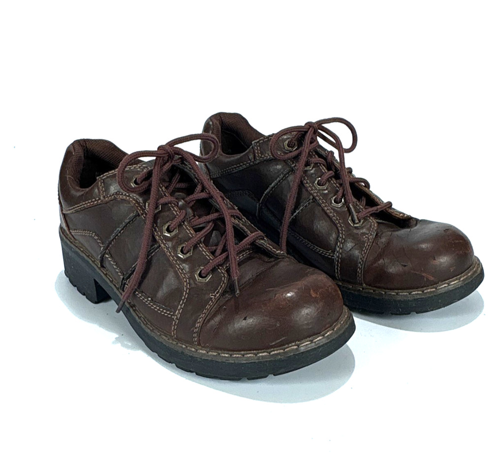Y2K Oxford Chunky Shoes Brown Faux Leather Lug Sole Womens 8.5 Lower East Side
